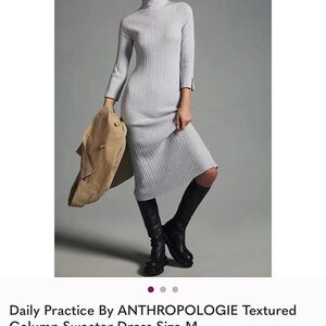 Anthropologie Daily Practice Light Gray Textured Sweater Dress